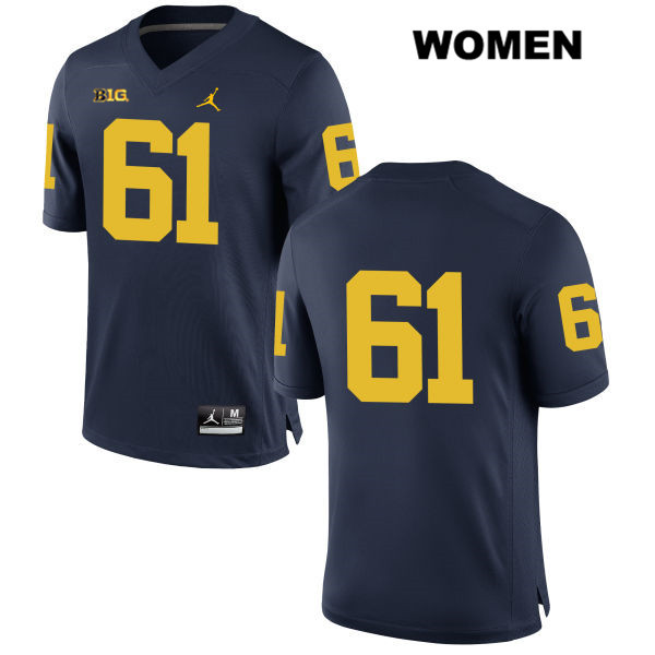 Women's NCAA Michigan Wolverines Dan Jokisch #61 No Name Navy Jordan Brand Authentic Stitched Football College Jersey CK25R40QR